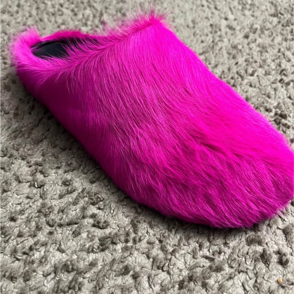 Marni Vibrant Pink Furry Slippers